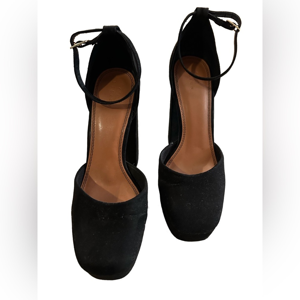 ASOS Faux Suede Platform Ankle Strap Heels